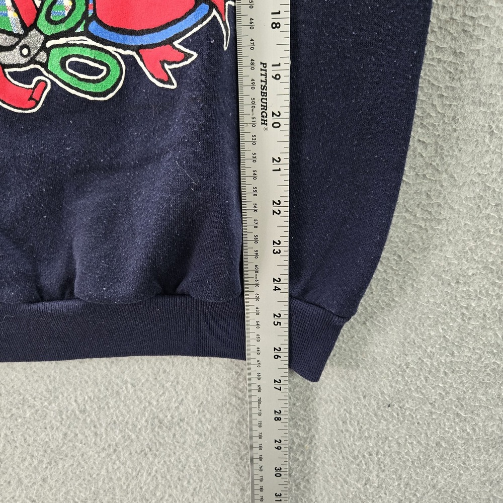 VINTAGE Peanuts Woman Sweatshirt L Blue Graphic Snoopy Woodstock Holiday 90s USA - Picture 5 of 9